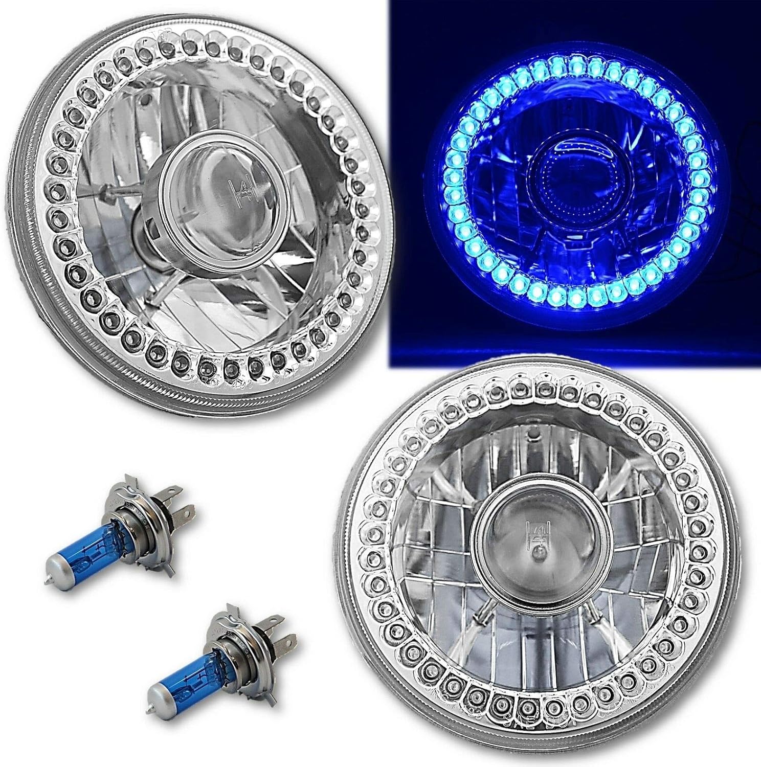 Octane Lighting 7 Inch Halogen Blue SC LED Halo Angel Eye Projector ...