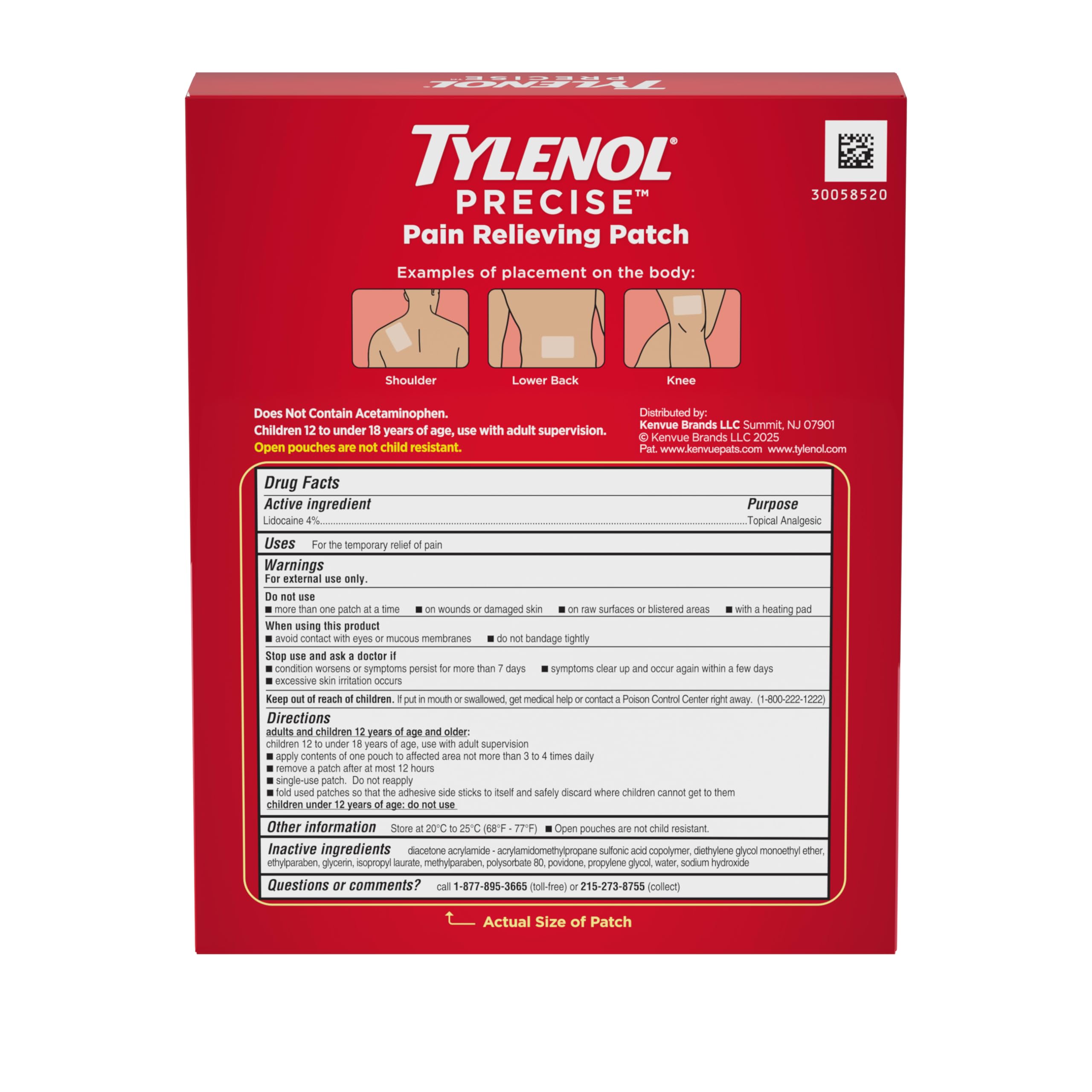 Tylenol Precise Pain Relieving 4% Lidocaine Patches, 4 ct — Amazon image 9