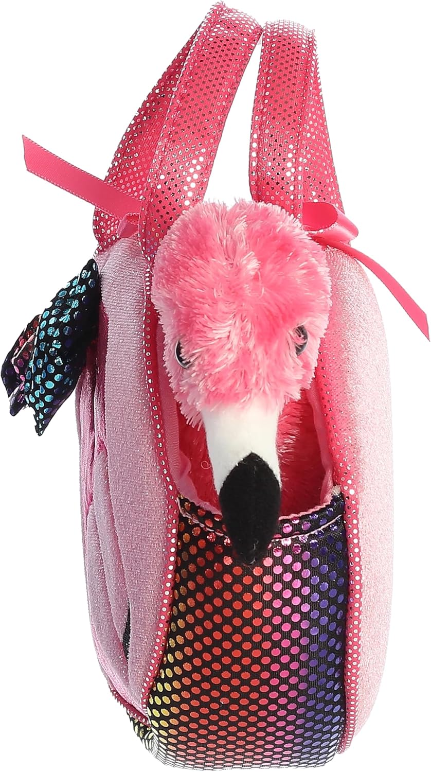Aurora® Fashionable Fancy Pals™ Fabulous Flamingo Stuffed Animal - Plush with Stylish Purse for Dress Up Fun - Perfect for Kids 3+ Years, Costumes, and Birthdays - Multicolor 7.5 Inches
