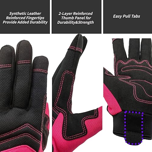 Miniatura 4 de Guantes de trabajo de seguridad para hombres y mujeres, guantes de trabajo utilitarios, guantes de mecánico, guantes de trabajo de patio, ajuste de