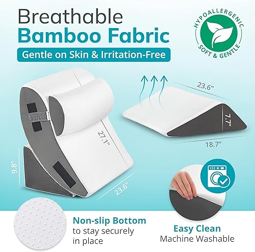 Miniatura 4 de Juego de 4 almohadas ortopédicas de cuña de espuma viscoelástica para después de la cirugía, cirugía de hombro, dormir, espalda, pierna, soporte de