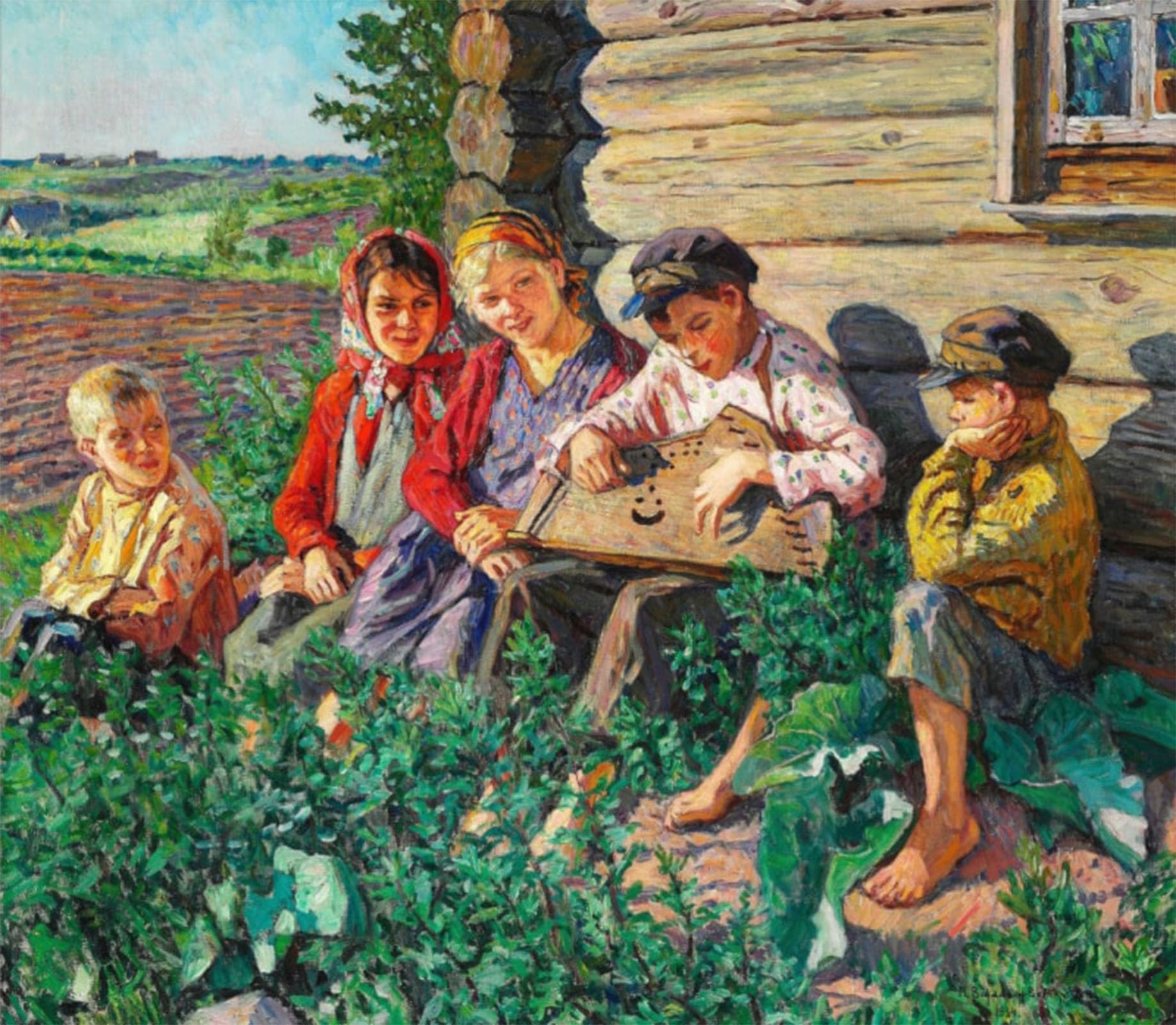 POSTERIIk Vintage Classic Picture Landscape Artwork Summer Day Nikolay Petrovich Bogdanov-Belsky Portrait Canvas Painting for Office Home Decor 60x90cm