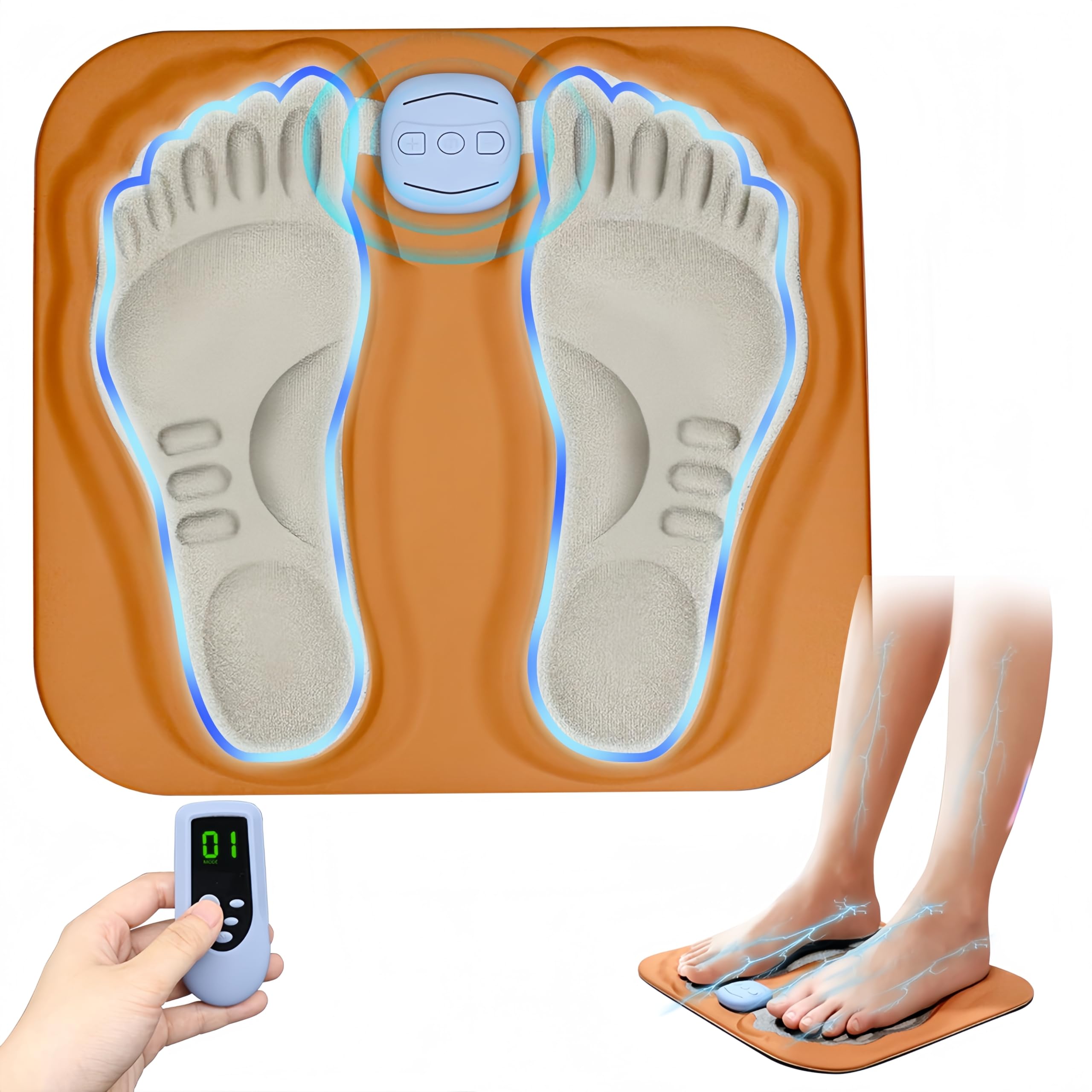 Advanced EMS Foot Massager: Reflexology Electronic Feet Massager for Pain and Circulation with Remote Control to Stimulate Muscles and Relax Feet 6 Modes 15 Intensities USB Rechargeable