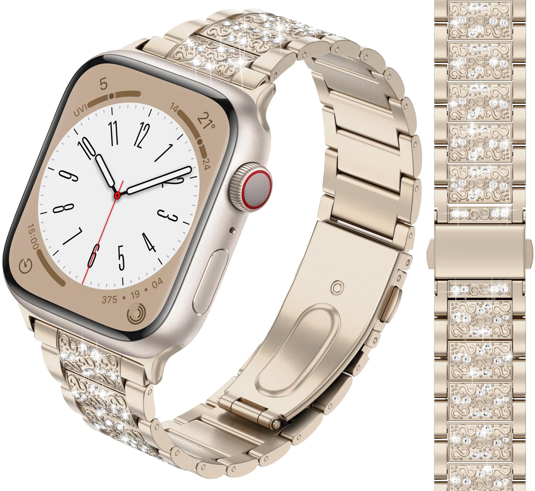 Bling Diamant Armband kompatibel mit Apple Watch 38mm 40mm 41mm 42mm 44mm 45mm 46mm 49mm, Damen Funkeln Diamant aus Edelstahl Metall Armband für iWatch Serie Ultra SE 11 10 9 8 7 6 5 4 3 2 1