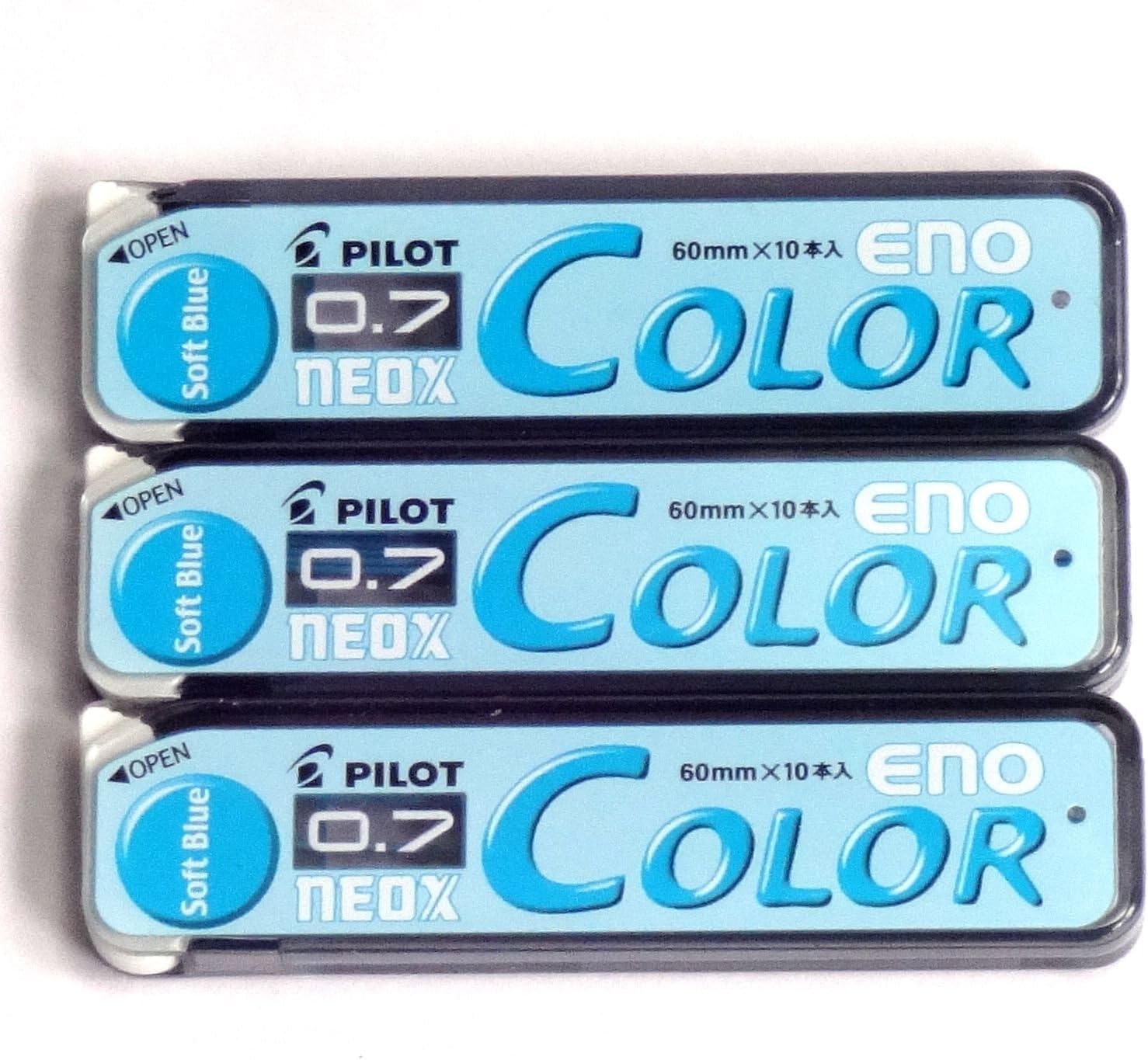 Pilot Color Mechanical Pencil Leads Eno 0.7mm Soft Blue 10 Leads x 3 Packs/Total 30 Leads in Komainu-Dou Original Package