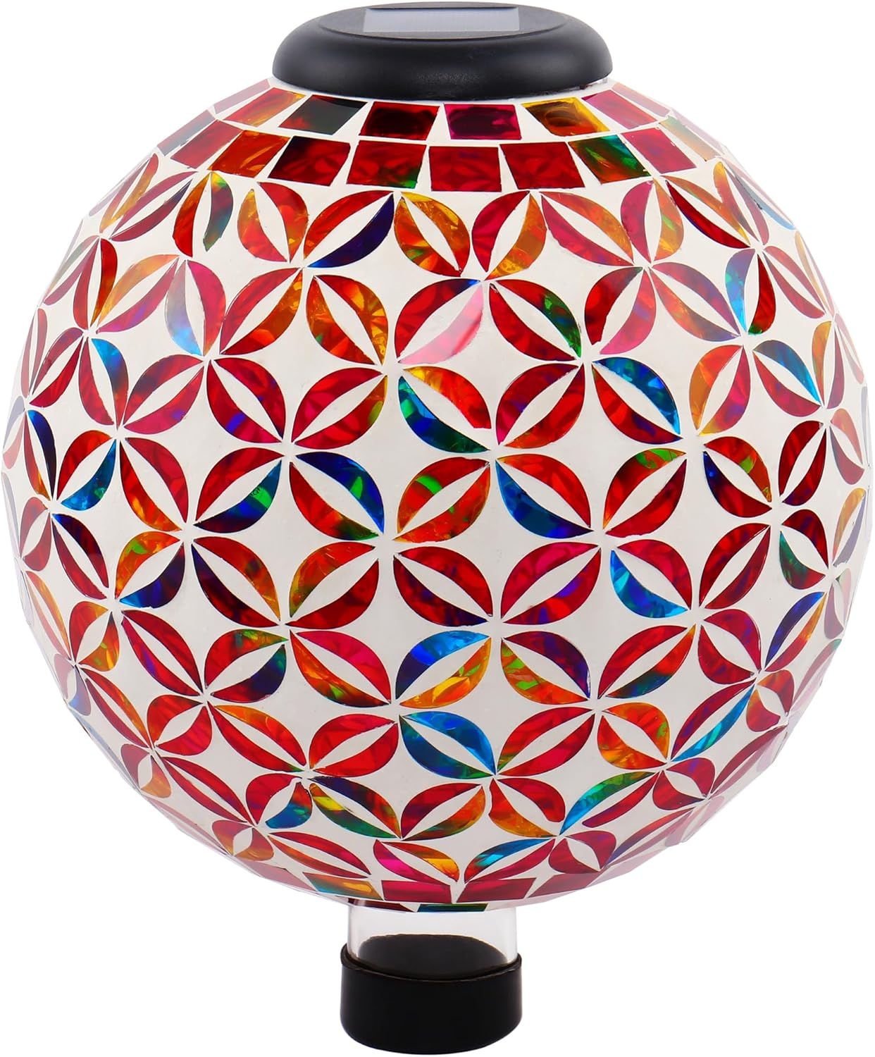 SAVENNA Mosaic Solar Gazing Ball 10 Inch,Glass Garden Globe with Auto On/Off LED for Yard, Lawn & Outdoor Decor,Multi-Color