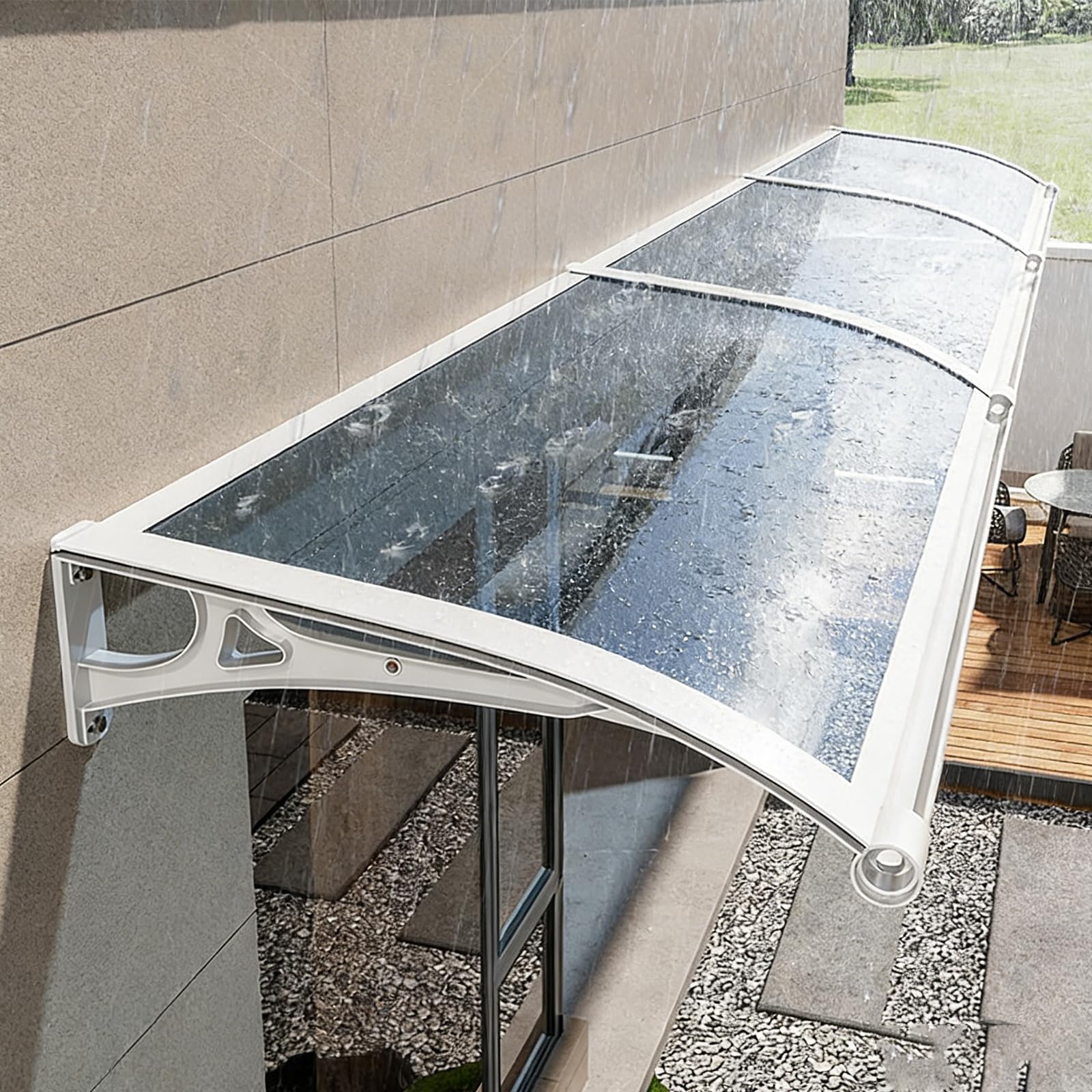 Pensilina Tettoia, Tettoia per Esterno, Pensilina da Esterno in Policarbonato, Resistente ai raggi UV/alla pioggia,Tettoia per Esterno/Porte/Balcone/Finestre 80x230cm