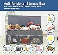 Vista 6 de Caja de juguetes extra grande con bolsillos de malla, organizador de almacenamiento de juguetes para niños, caja para hornear, organizadores