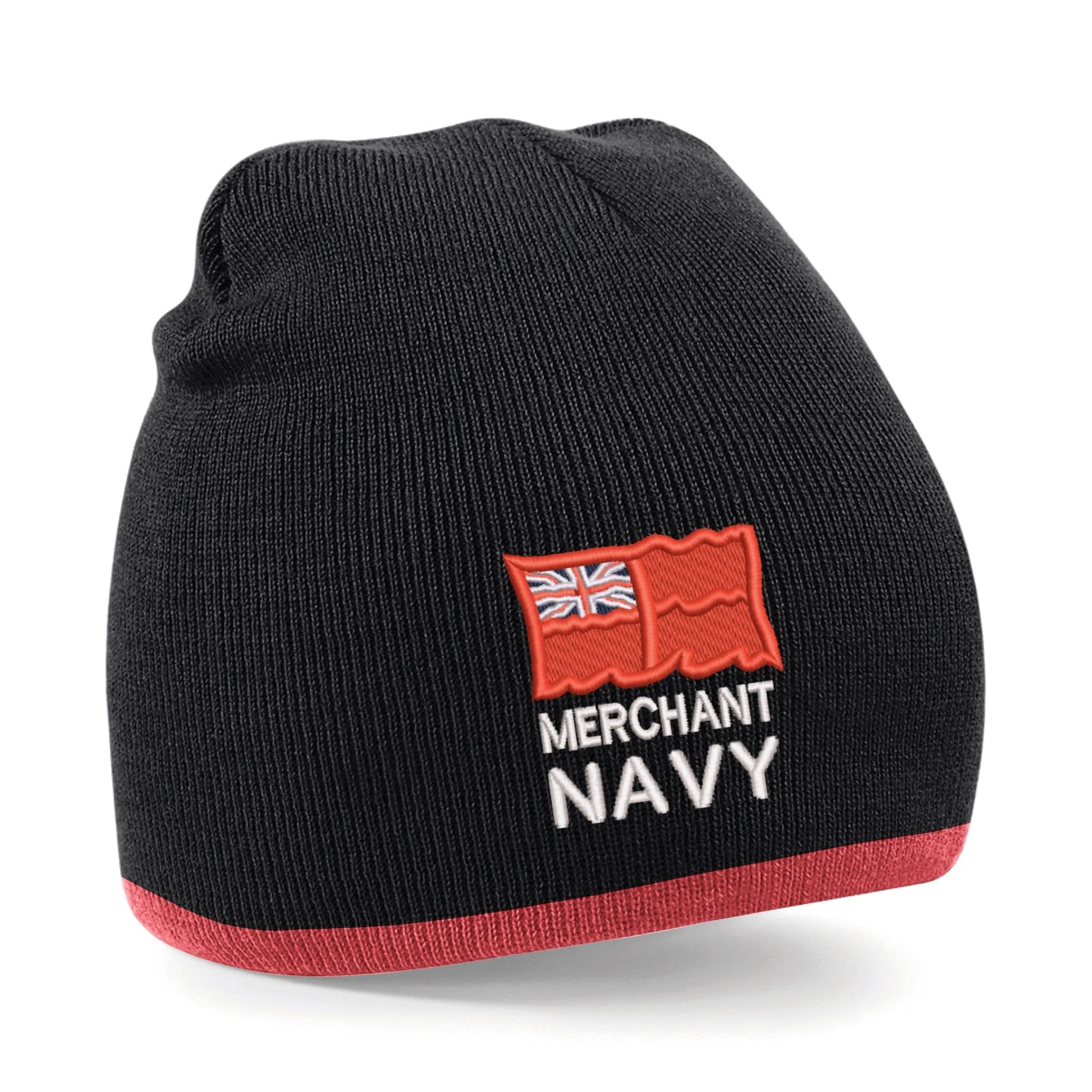 The Military Store Unisex Black/Red Merchant Navy Beanie Hat