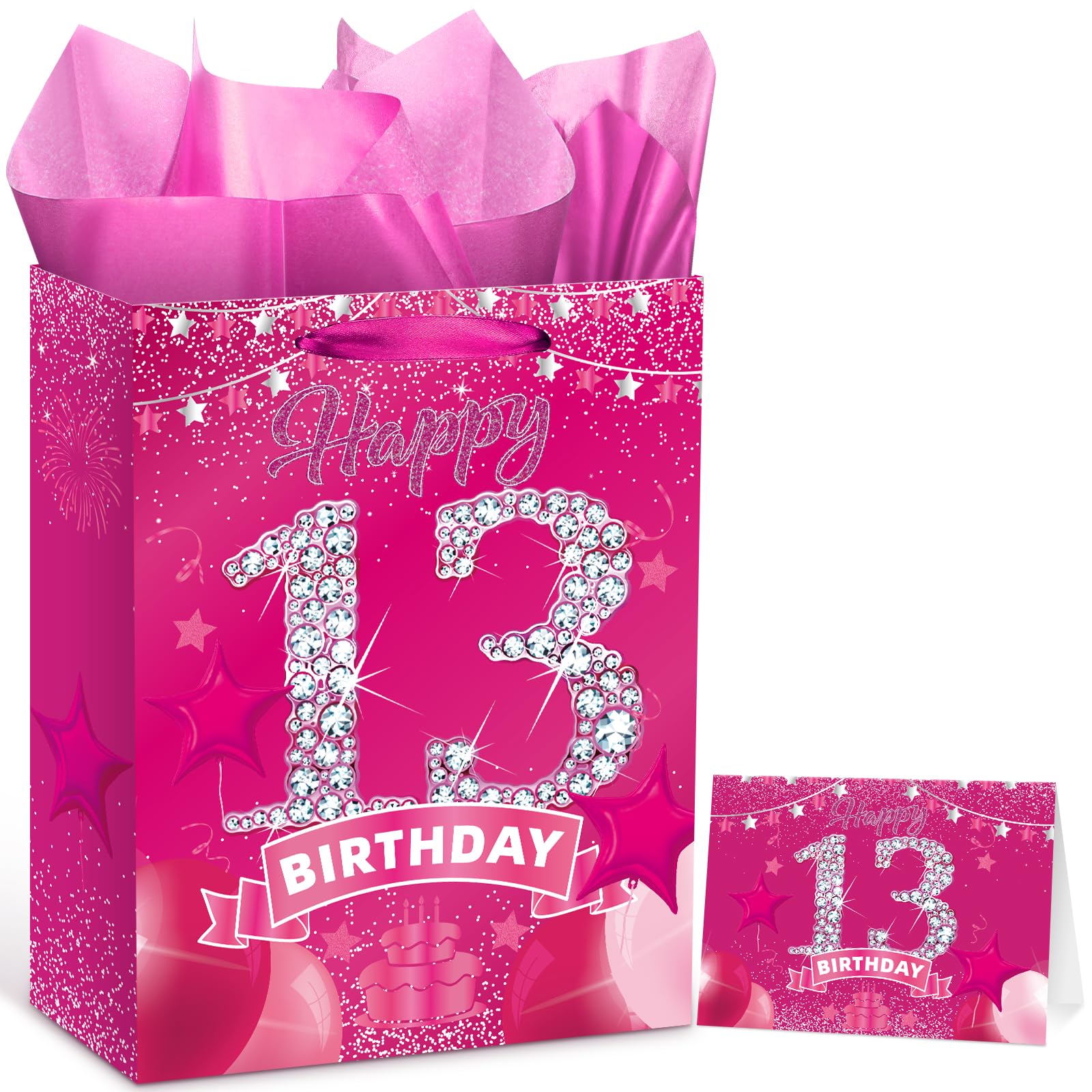 Lyforpyton Gift Bags With Tissue Paper 12.5"x9.8"x5.1" Pink - View #13