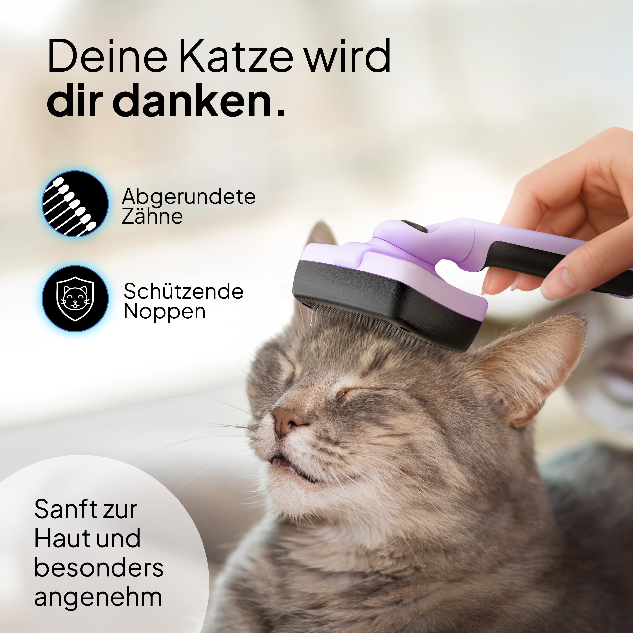 Pretty Paw Katzenbürsten Set mit Zupfbürste & Katzenkamm – Sanfte Fellpflege für Kurzhaar- & Langhaarkatzen, entfernt lose Haare und Unterwolle