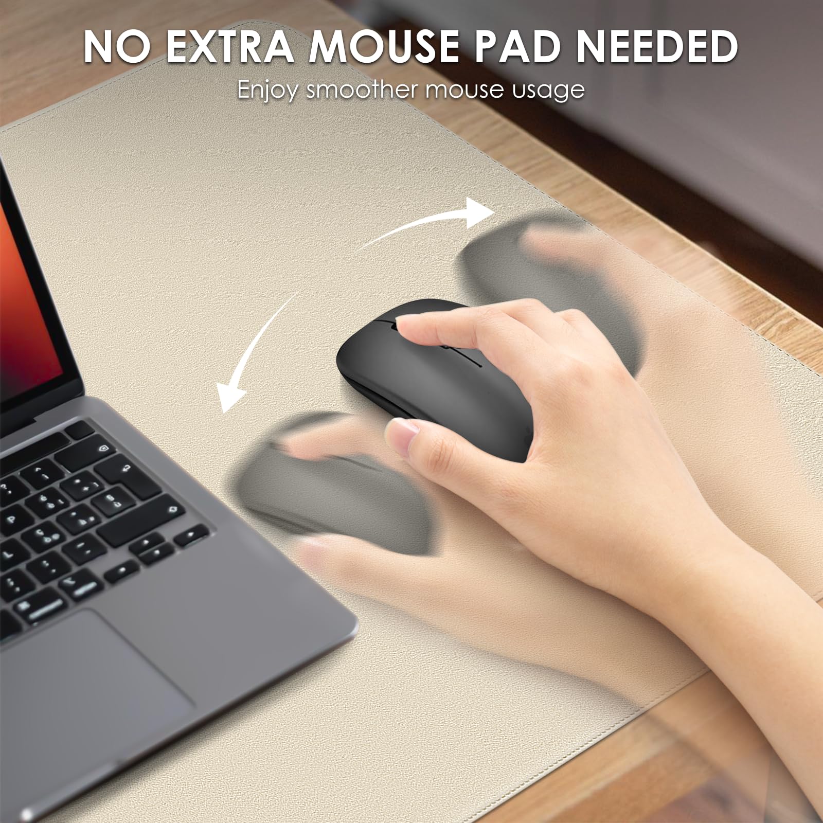 Vicwe Tappetino per Mouse, 120cm x 43cm PVC Pappetino da Scrivania in Pelle, Antiscivolo e Protezione da Scrivania Impermeabile per Ufficio/Casa (Grigio)