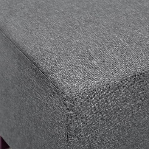 Miniatura 6 de Adeco Taburete de pies estilo británico simple, 16x16x16, reposapiés otomano gris jaspeado, OF0102