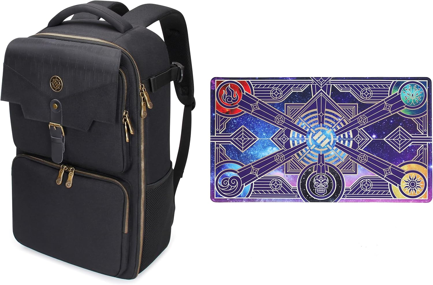 ENHANCE Tabletop MTG Backpack for TCG Card Storage + TCG Playmat (Stars) - Bundle