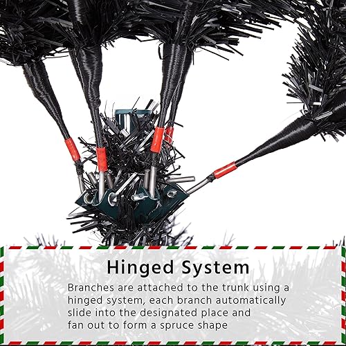 Miniatura 6 de Topeakmart Árbol de Navidad artificial de 6 pies con soporte plegable, árbol de Navidad para decoración navideña