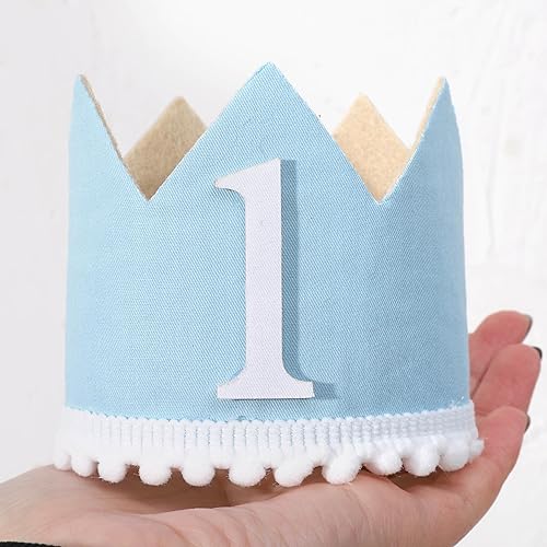 Miniatura 7 de WAOUH Corona de primer cumpleaños para decoración de fiesta, sombrero de primer cumpleaños para bebés niños o niñas, baby showers, accesorios de