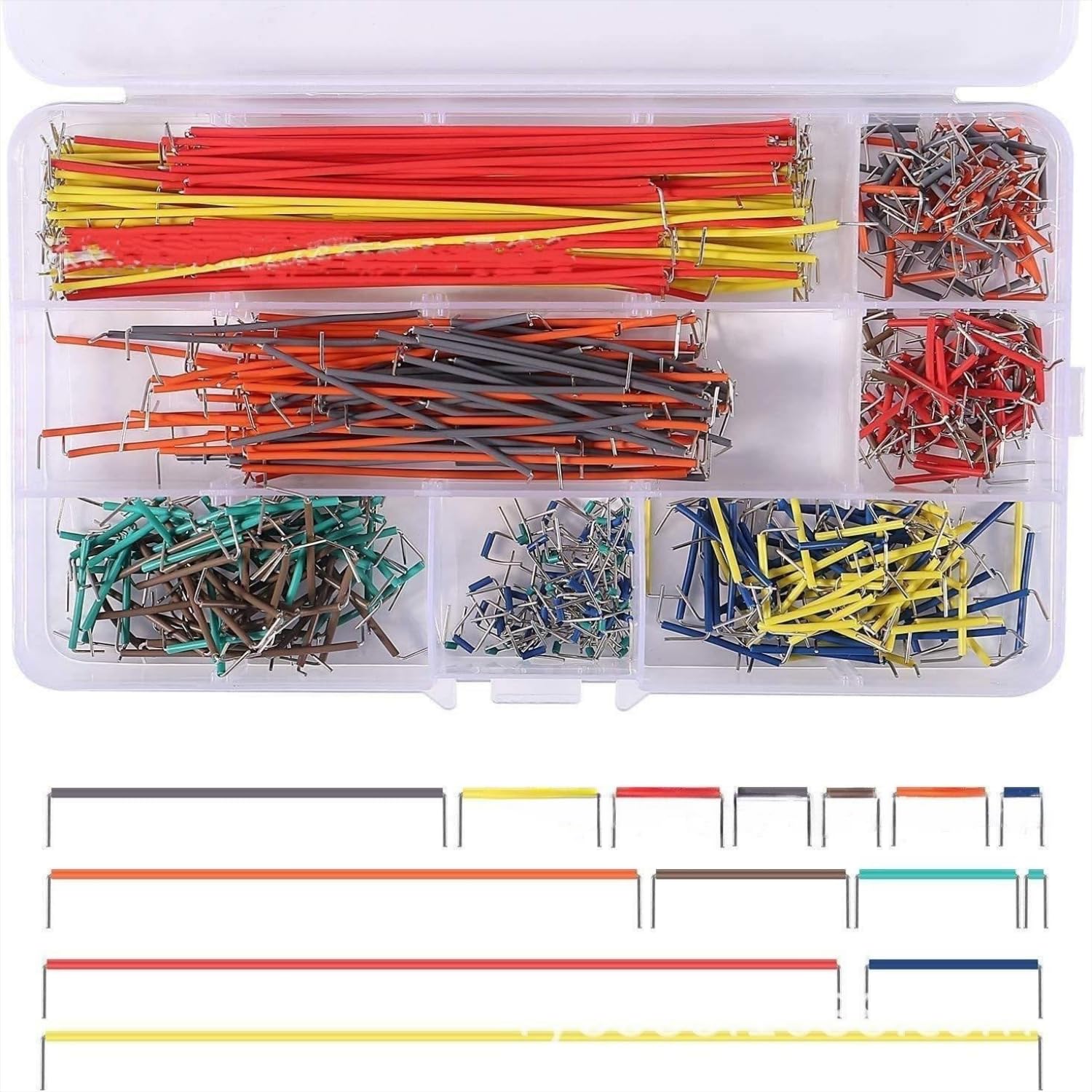KSOPUERT560PCS 14 Values PCB Breadboard Jumper Wire Assortment Kit Cables Assembly 2-125 mm with Plastic Box