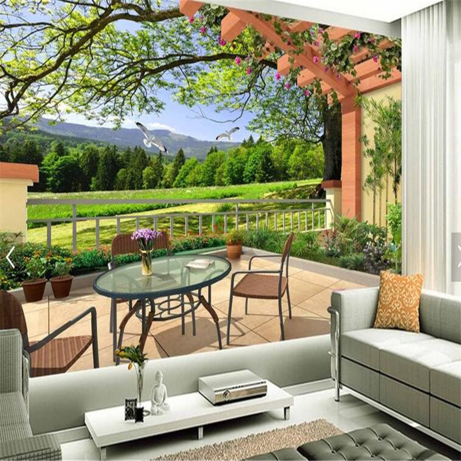 Tapeta ścienna las i łąka szer. 300 x wys. 210 cm mural ścienny 3D tapeta naklejki do salonu sypialni niesamoprzylepne