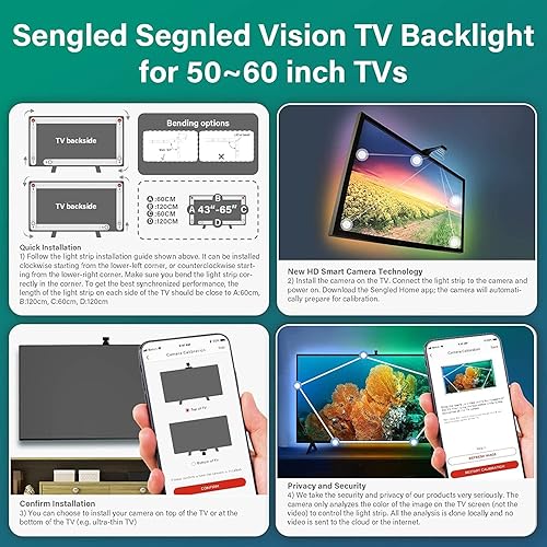 Miniatura 8 de Sengled Envisual Luces LED para TV (sincronización de TV Suppoorts off-line), retroiluminación LED de TV con cámara para televisores de 60 a 65