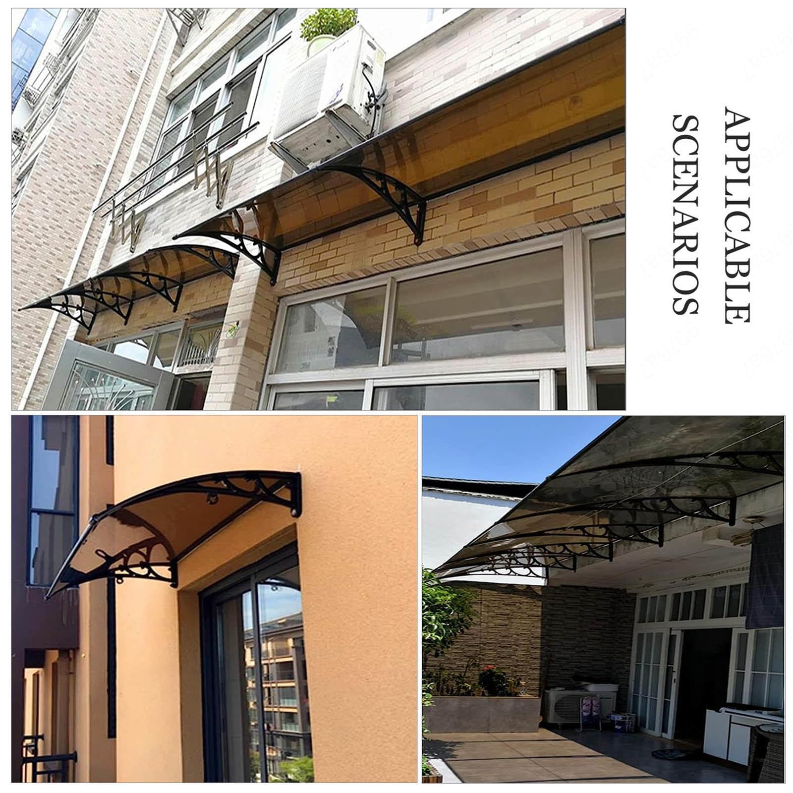 Marquesina De Policarbonato Para Puerta, 40x100 Cm, Color Marrón, Protección Contra Sol Y Lluvia