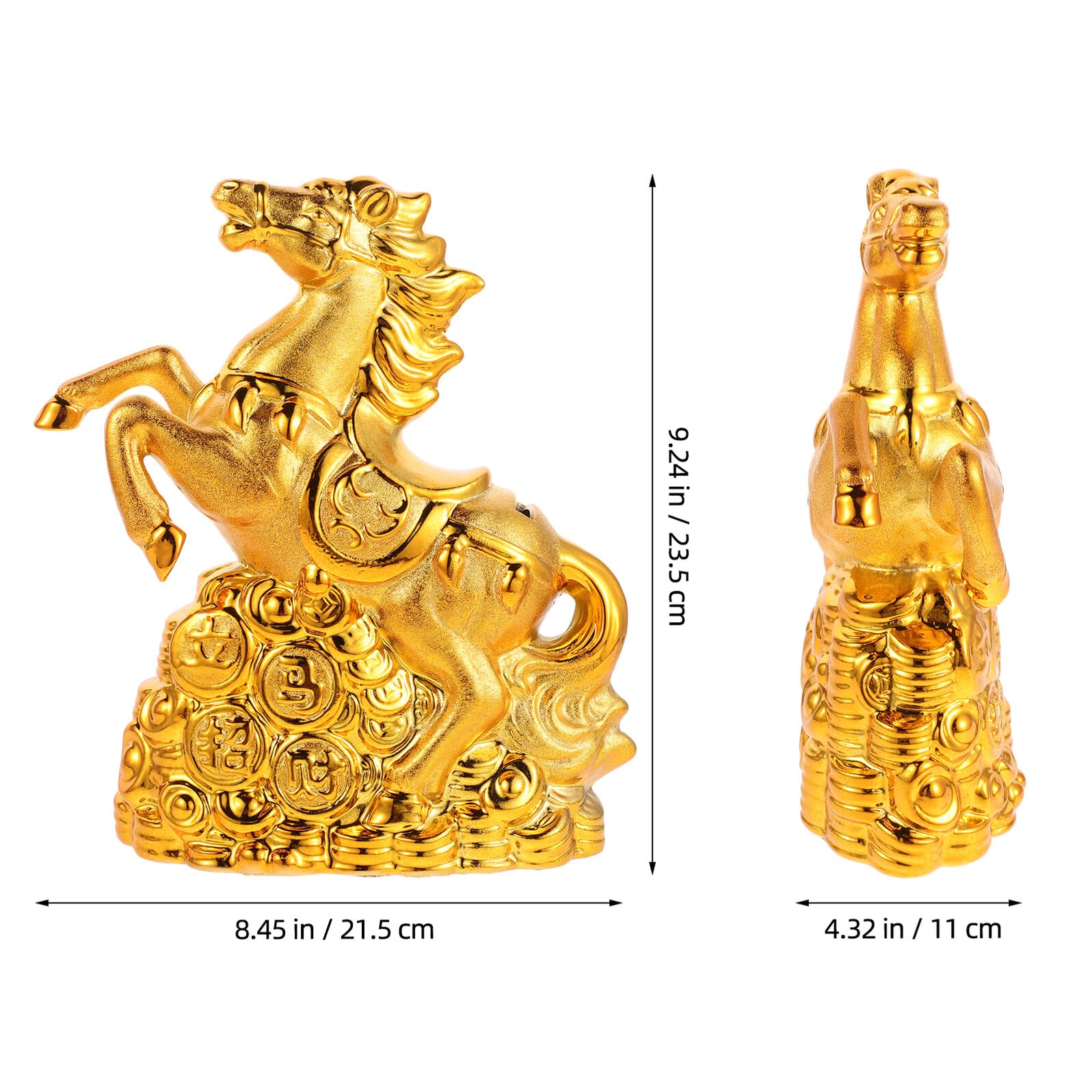 Keramik Spardose Pferd in Gold mit Abnehmbarem Deckel Dekorativer Pferde Sparhalter für Neujahrs Deko und Elegante Tischdekoration im Eingangsbereich