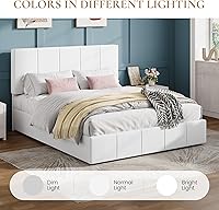 Vista 8 de SHA CERLIN - Base de cama tamaño Queen tapizada en terciopelo, base de cama con plataforma, cabecera ajustable con diseño acanalado vertical, base