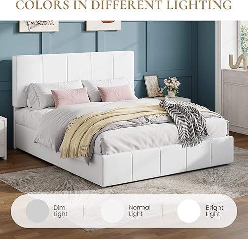 Miniatura 8 de SHA CERLIN - Base de cama tamaño Queen tapizada en terciopelo, base de cama con plataforma, cabecera ajustable con diseño acanalado vertical, base