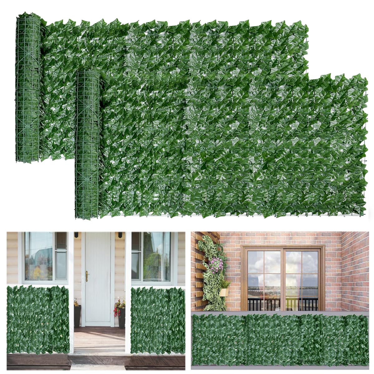 Decorative Artificial Ivy Fence Screening,0.5m x 6m (2pcs-0.5x3m) Garden Fence Faux Leaf Hedge,Privacy Fencing Ivy Screen Panel,Leaf Trellis for Decking Wall Balcony Indoor Outdoor- Sweet-Potato Leaf