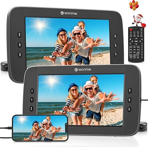 WONNIE Reproductor de DVD dual de 10.5 pulgadas portátil para automóvil con entrada y salida HDMI de 1080P, reproductores de DVD con transmisión de