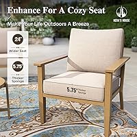 Vista 8 de HERA'S HOUSE Juego de muebles de patio de 5 piezas, juego de conversación de metal para todo tipo de clima con acabado de grano de madera, 2 sillas