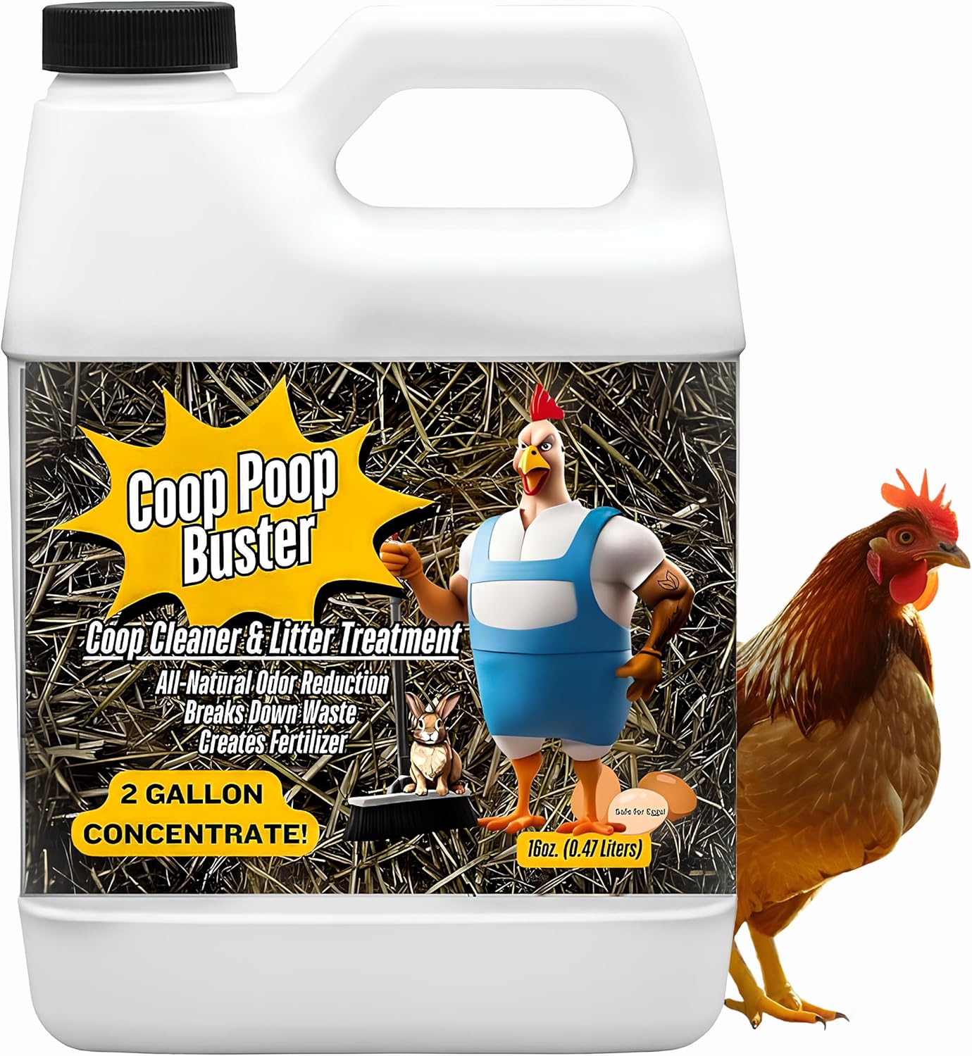 Coop Poop Buster – Chicken Coop Cleaner | 2-Gallon Mix | Natural Coop Refresher for Chickens | Safe & Effective Cleaning | Spray for Coops & Nesting, Chicks, Ducks, | 16 oz Concentrate. 2,000+ Sq Ft