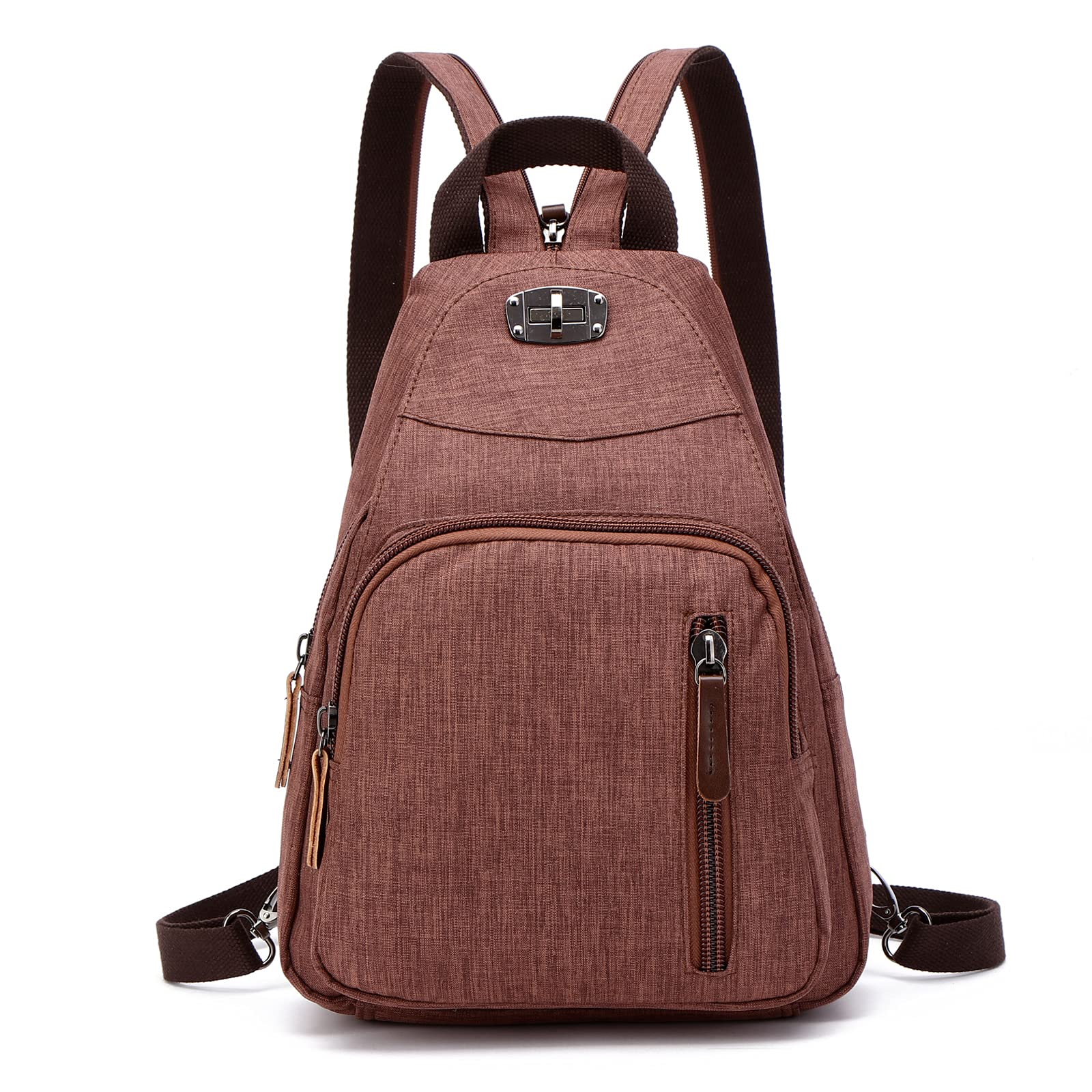 FANDARE Retro Sling Chest Backpack Multipurpose Crossbody Shoulder Bag Travel Backpack for Men Women Outdoor Cycling Indoor Gym Hiking Daypacks Durable Polyester Brown