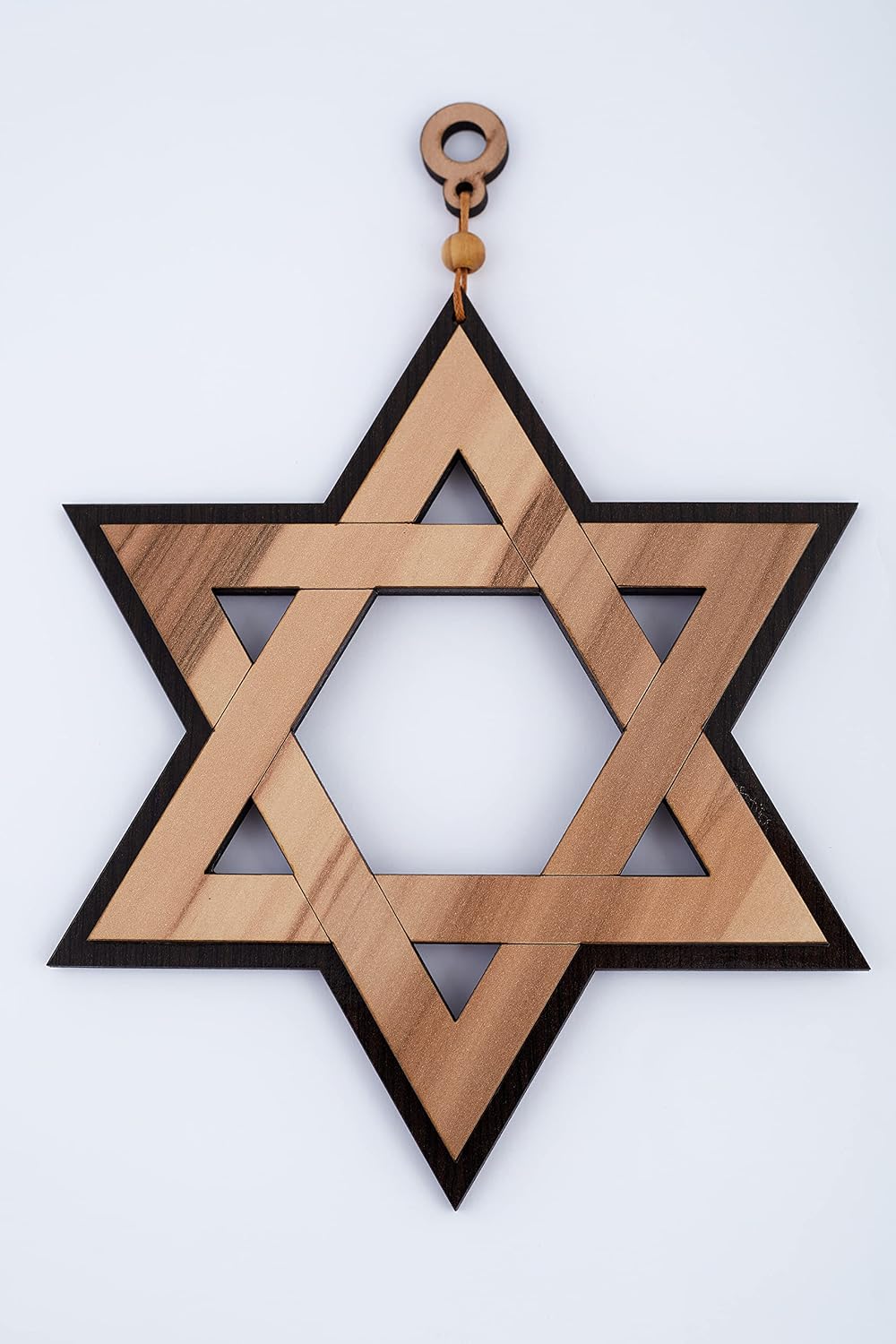 Olive Wood Gifts Shop ‘Menorah & Star of David’ Hand Blessing Hamsa (6 Inch), Wooden Life Hamsa, Crafted in Israel