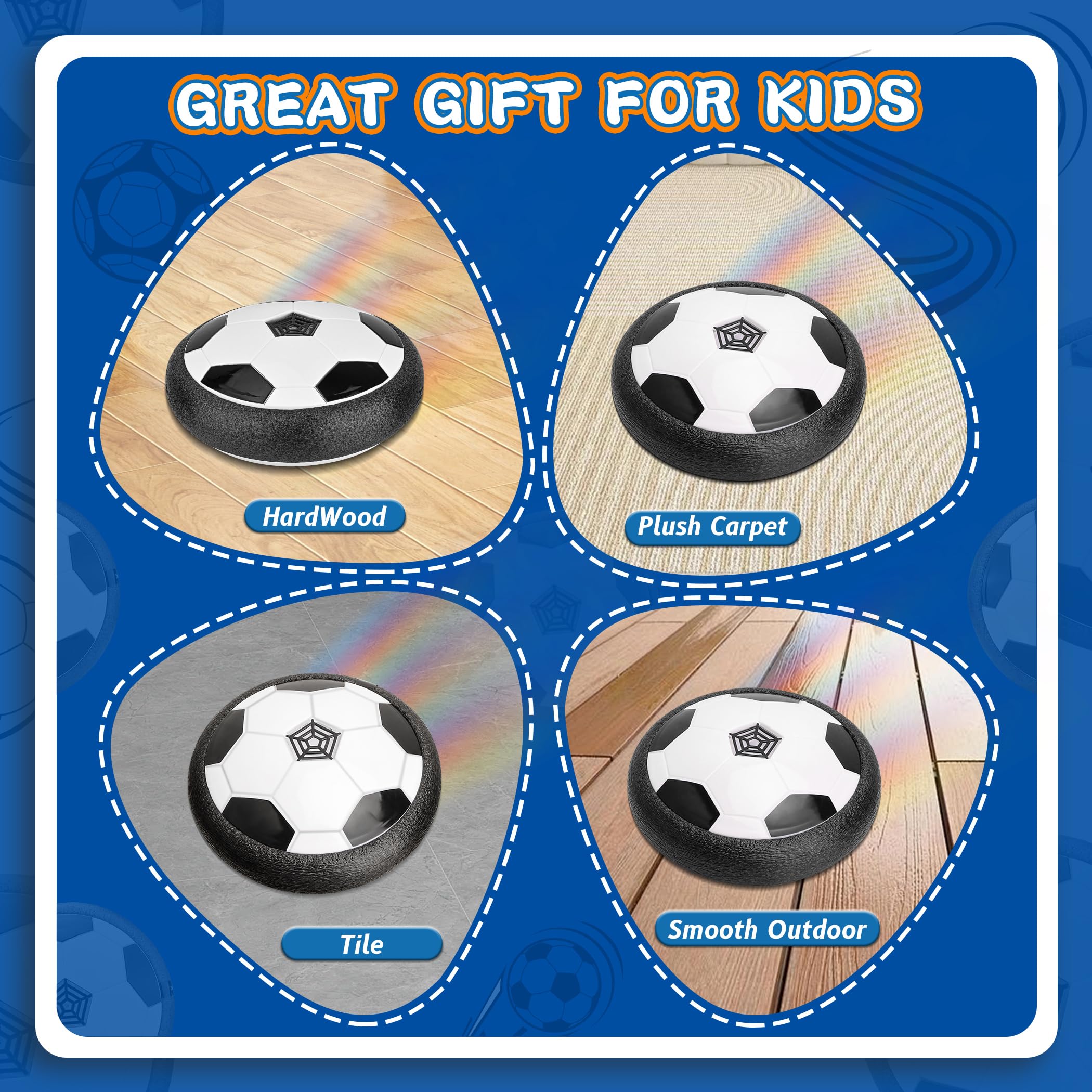 Nazano Air Power Fußball 2 Pcs mit LED-Beleuchtung - Schwebender Fussball für Indoor & Outdoor - Ideales Park Air Power Fußball als Geschenk für 6-12 JahreGeburtstag-Hover Ball