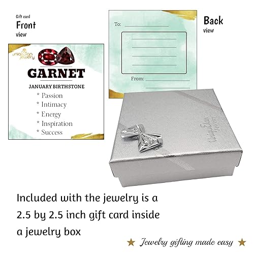 Miniatura 3 de Natural Garnet lariat classy necklace strand, with sterling silver and white gold plated marquise and hook extension, January birthstone gift for