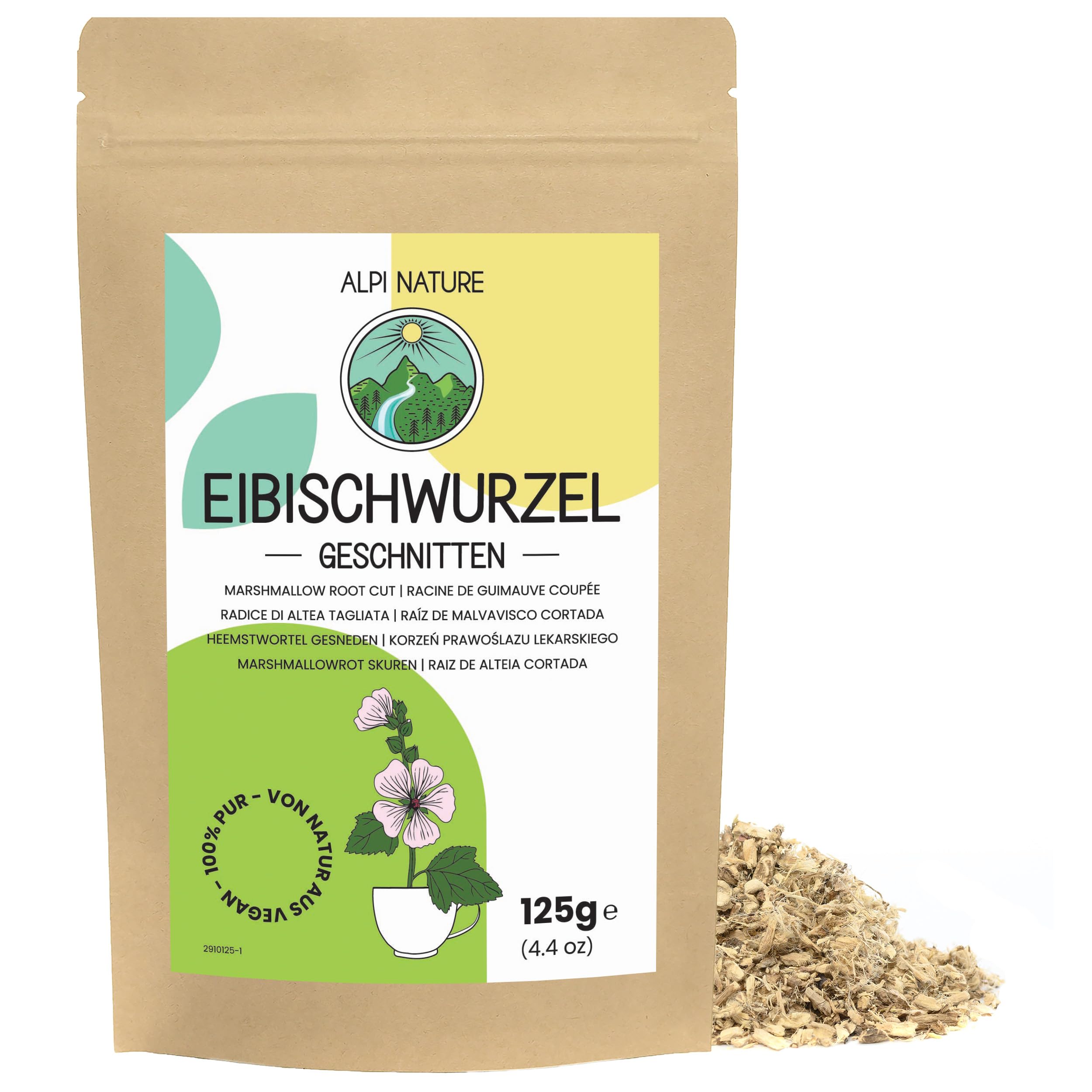 Alpi Nature Marshmallow Root Tea 125g 4.4 oz, Cut Unpeeled Marshmallow Root for Tea Preparation