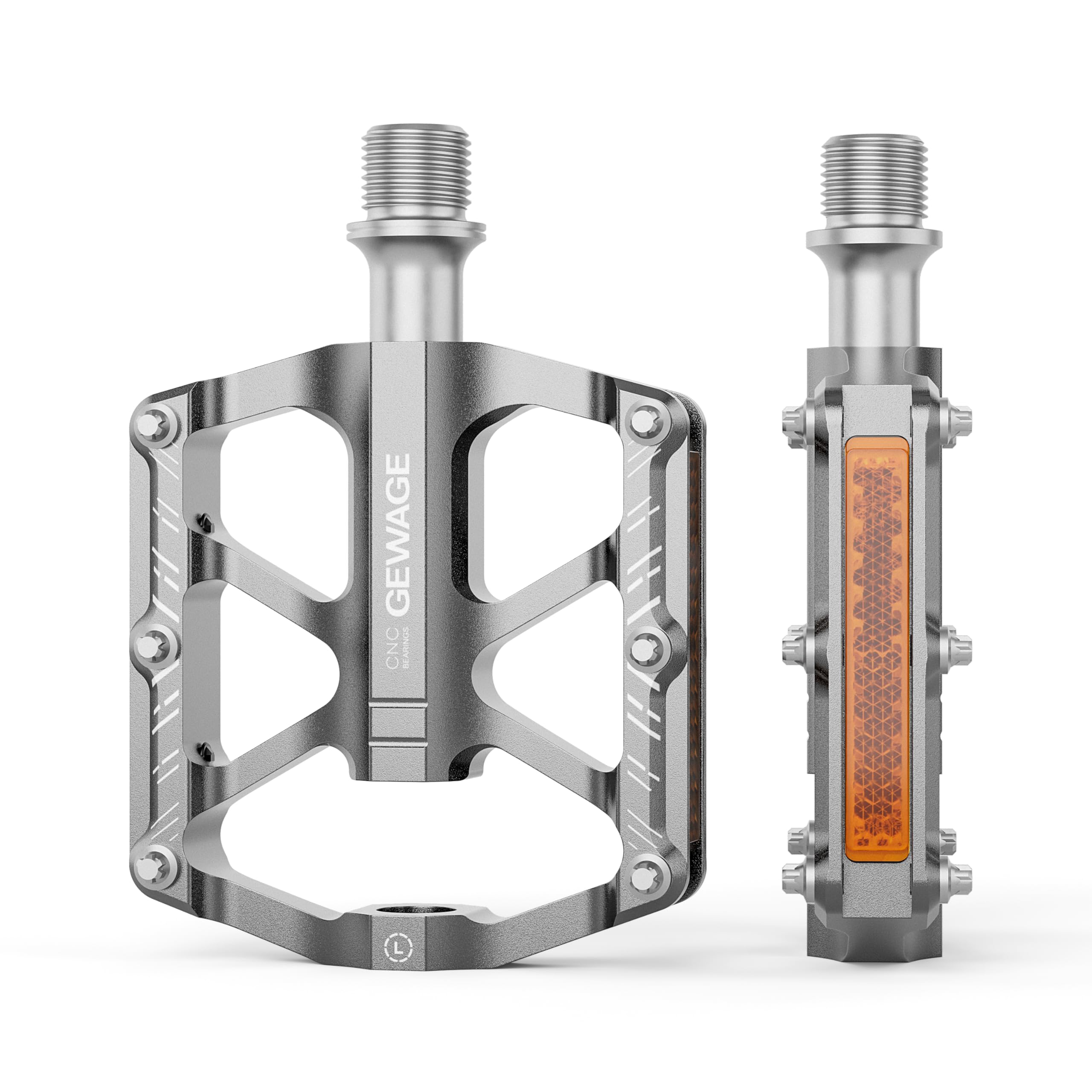GEWAGE Bike Pedals 9/16 Inch – Small Lightweight Bicycle Pedals with Reflectors, Non-Slip CNC Aluminium Platform Pedals for Kids’ Bikes, Folding Bikes and Mini Velos