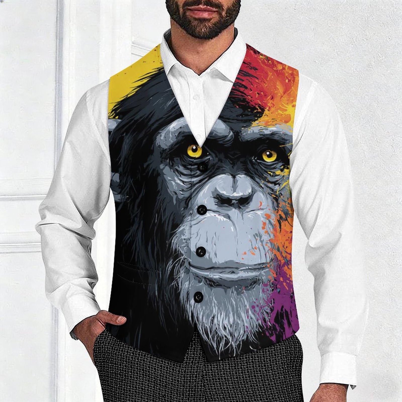 Reggae Chimpanzee Fashion - Gilet da uomo | Personalità vestito gilet per festa di nozze formale