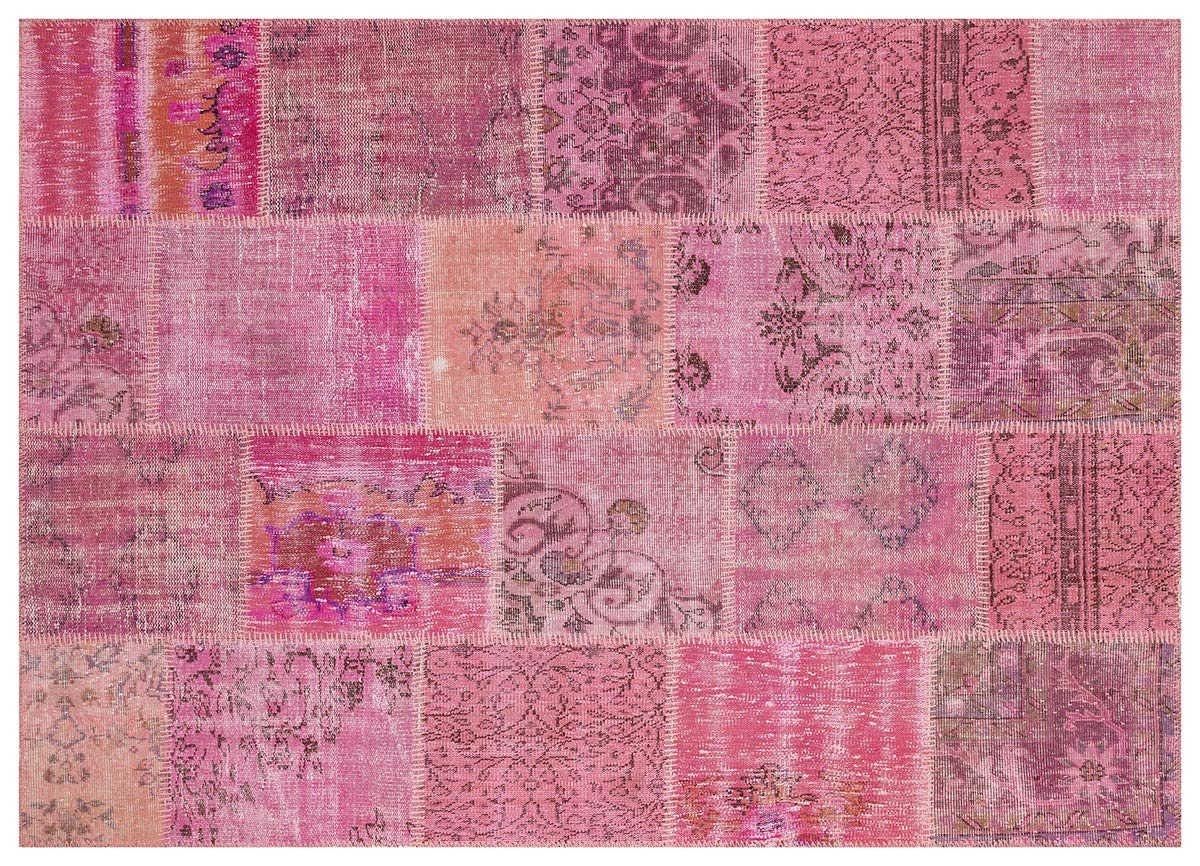 Tapis patchwork turc en laine rose ALLMODE 170x240 cm fait main