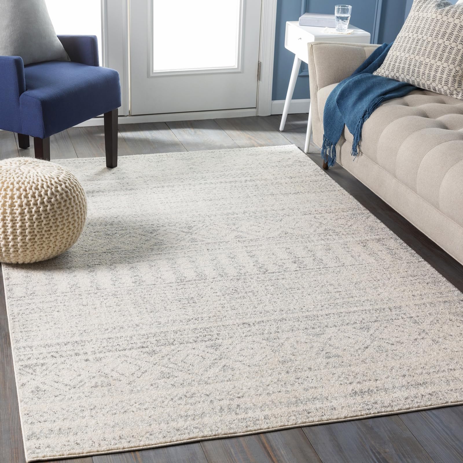 Livabliss Nuoro Geometric Rug - Scandi Area Rugs Living Room 120x170 cm, Dining, Kitchen - Neutral, Abstract Patterned Rugs, Boho Style, Easy Care Pile - Large Rug, Grey and White