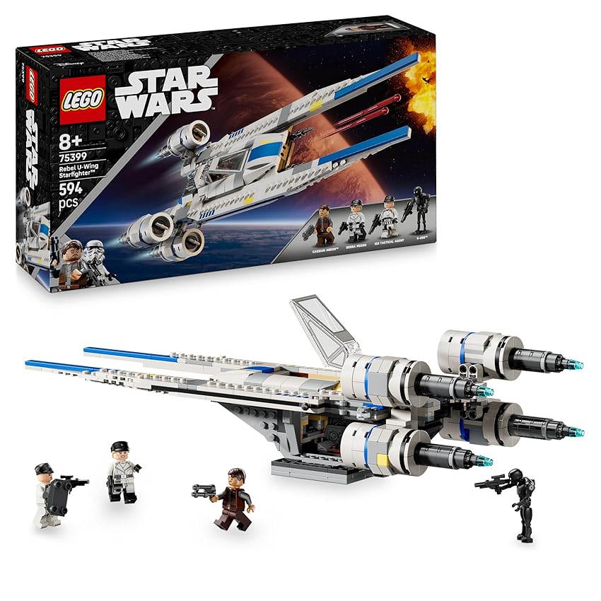 LEGO Star Wars 75399 U-Wing Starfighter Ribelle - Astronave Giocattolo da Costruire con Funzione Swing-Wing, 3 Minifigure e 1 Droide K-2SO - Regalo per Bambini da 8 Anni Fan della Stagione 2 di Andor