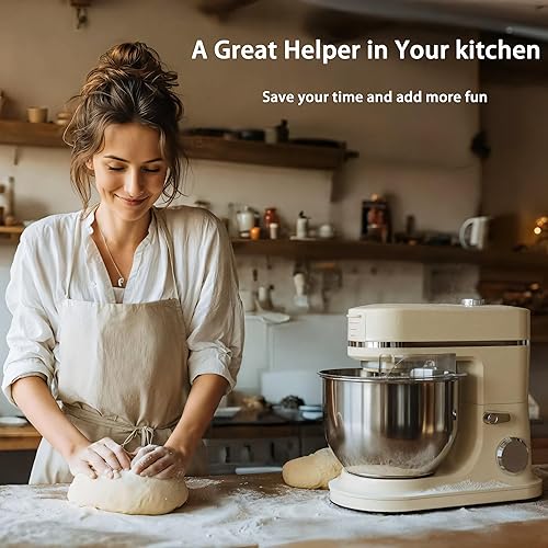 Miniatura 8 de Mezclador de pie de 900 W, mezcladores de masa de cocina de 8 cuartos de galón, pantalla táctil LED, velocidad ajustable, mezcladores domésticos