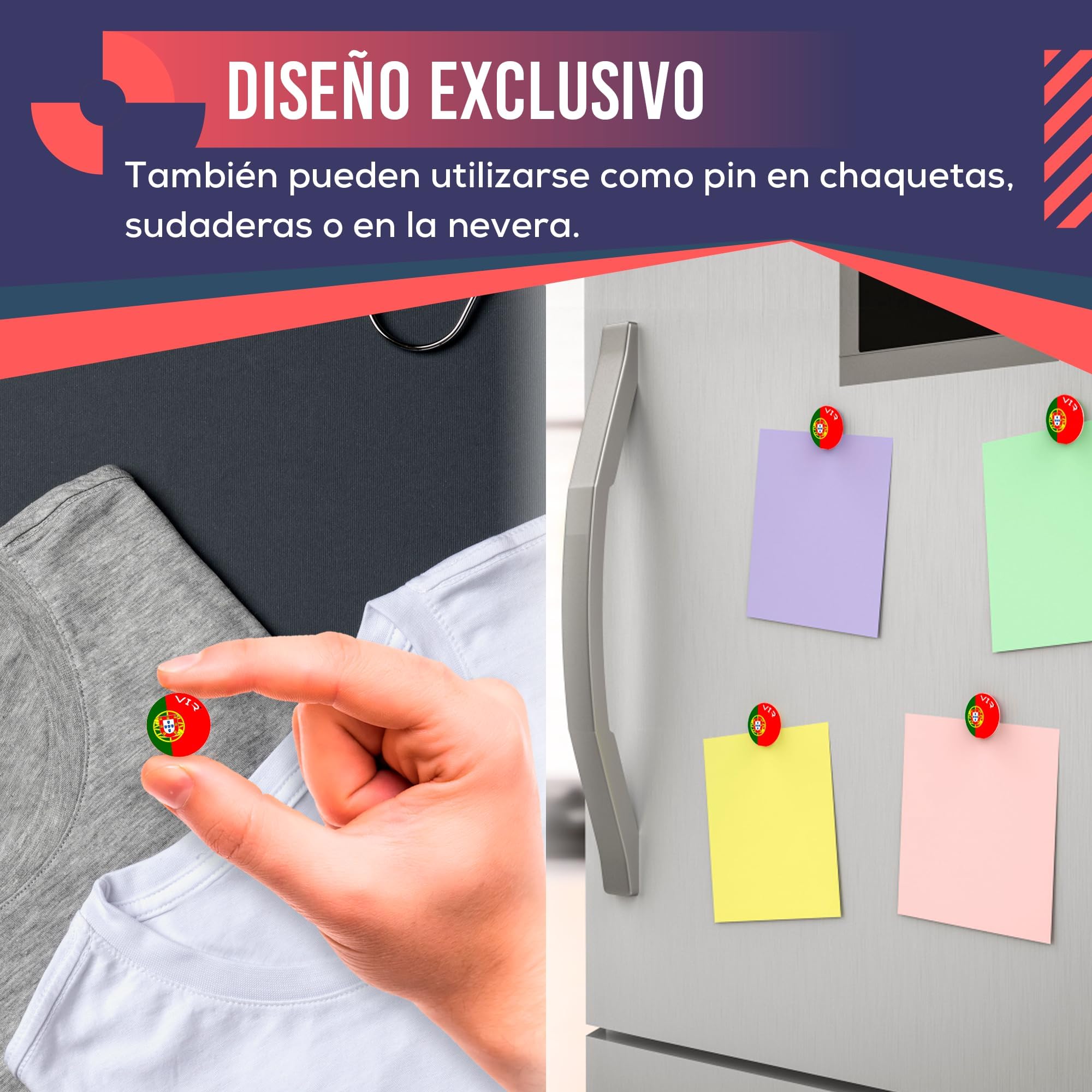 Pack com 4 Ímanes Desportivos com Bolsa Impermeável - Ímanes Porta-Dorsais para Corrida e Triatlo 18mm - Fixação Segura Sem Furos na Roupa - Bandeira de Portugal — view 7
