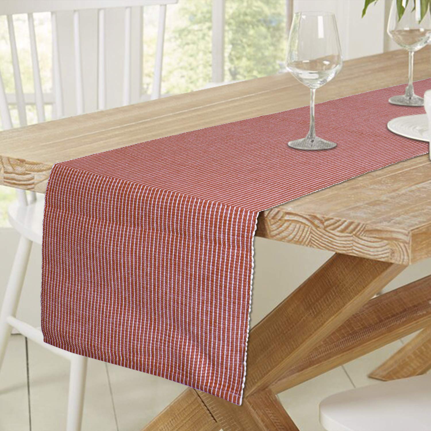 HOKIPO Blue Ribbed Placemats & Table Runner -20
