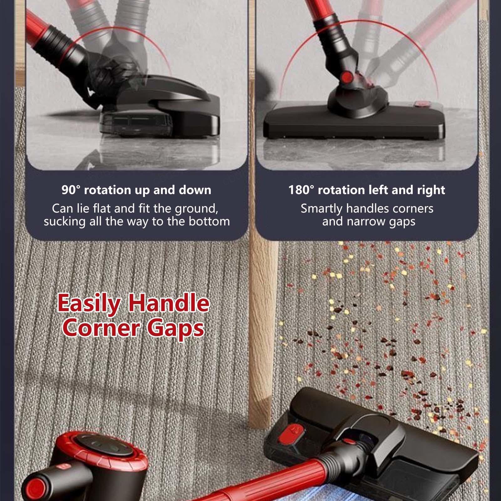 Lavapavimenti Senza Filo 5 in 1 Portatile, 400ml Serbatoio, Lavapavimenti Senza Filo Leggero Versatile Aspira E Lava Pavimenti Casa per Pavimenti, Tappeti, Capelli di Animali,Red