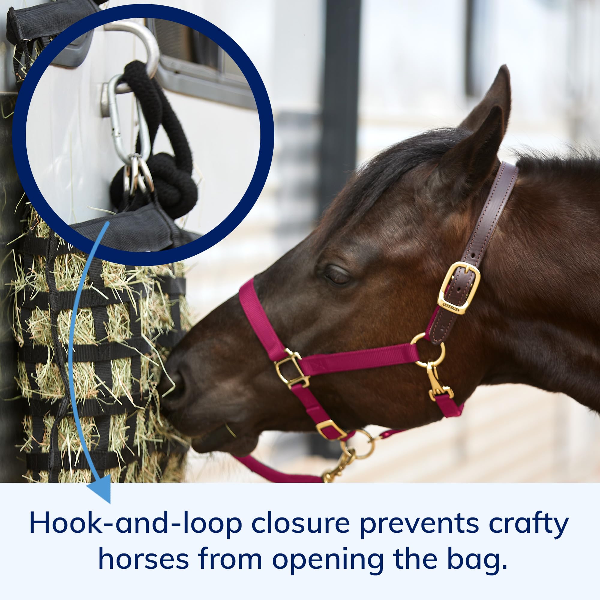 SMARTPAK Bolsa de heno de alimentación lenta para caballos | Red de alimentación de heno con nailon resistente | Cierre de boca de cocodrilo para una fácil carga | Se adapta a 10-15 libras de heno |