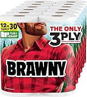 Vista 15 de Brawny Tear-A-Square - Toallas de papel cuadradas de 3 capas, 8 rollos triples = 24 rollos regulares, fuertes, absorbentes y duraderas con 3 tamaños