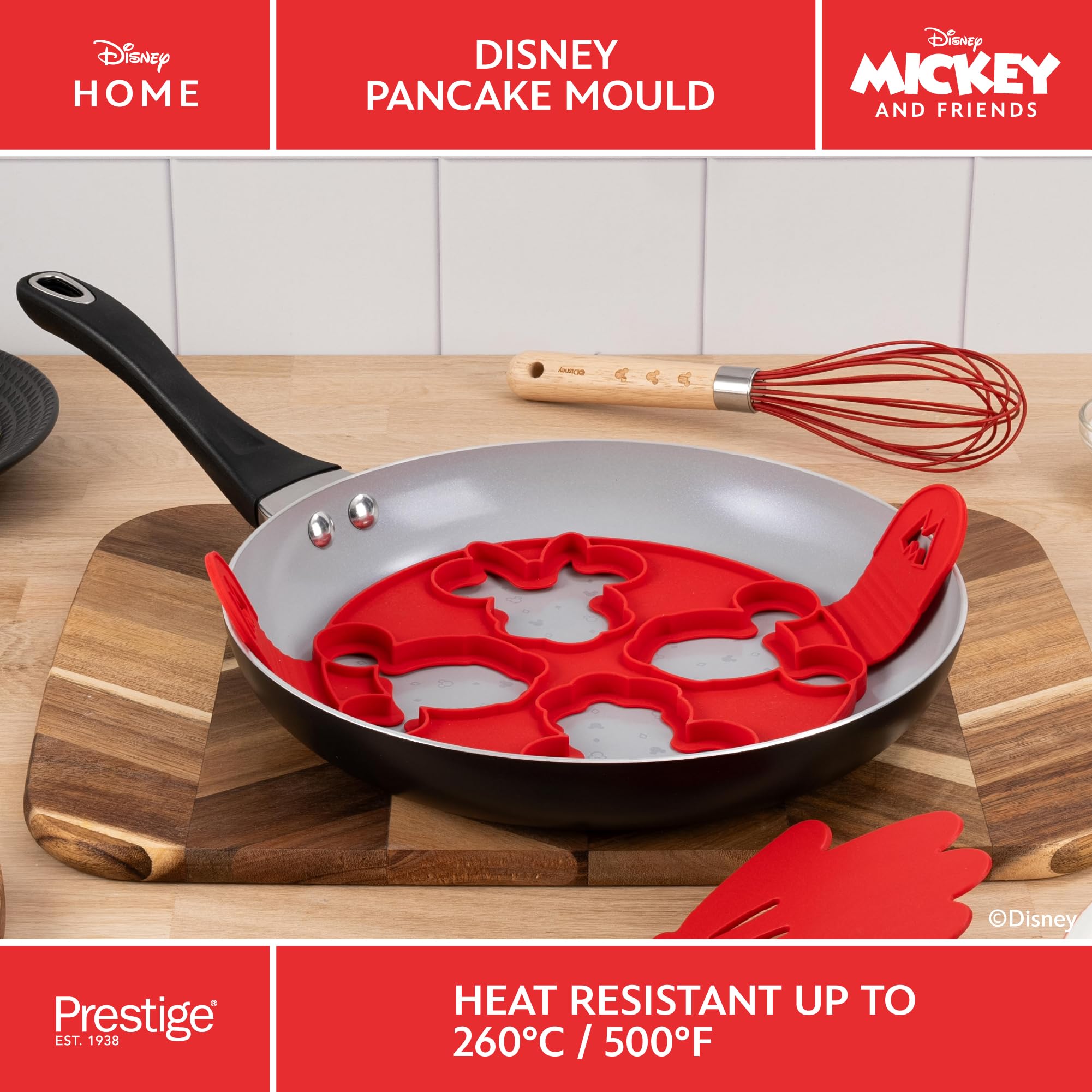 Prestige Disney Silicone Pancake Mould: Large Red Pancake Mould with Mickey & Minnie, Single - Image 4
