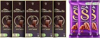 Cadbury Dairy Milk Silk Chocolate Bar, 150G (Pack Of 3) & Cadbury Bournville Rich Cocoa Dark Chocolate Bar, 80 Gm (Pack Of 5)