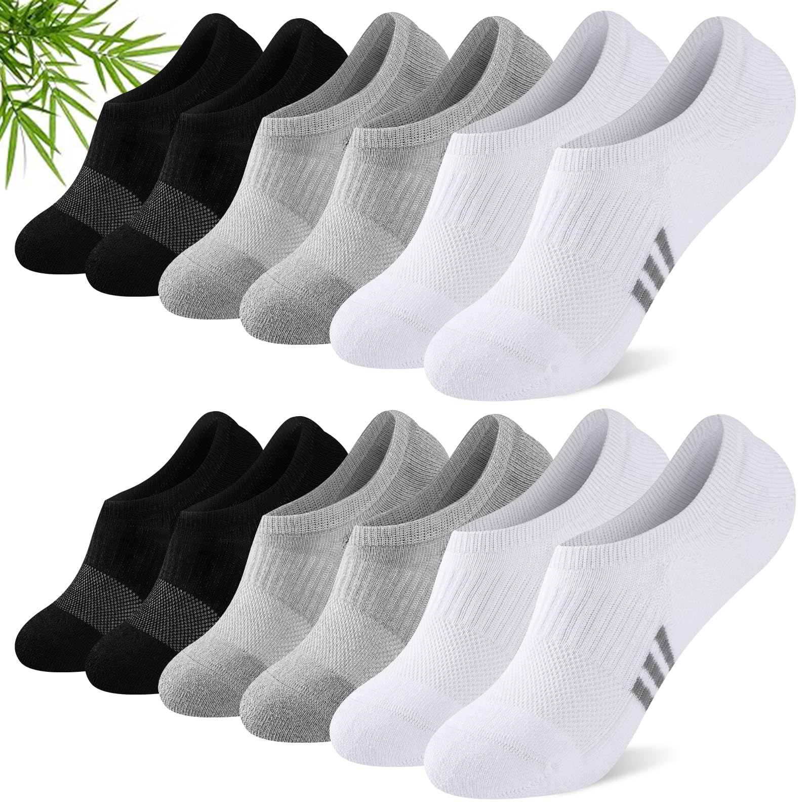 Calcetines Invisibles de Bambú para Mujer, Calcetine Deportivos de Caña Baja y Acolchados, Calcetines Tobilleros Antideslizantes y Absorbentes del Sudor, Tallas 35-38 y 39-42 — view 8